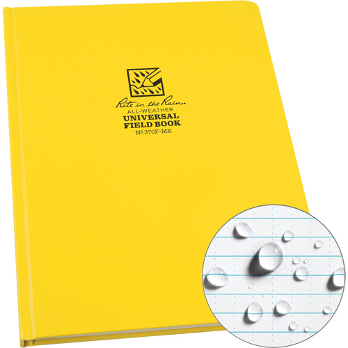 Rite In The Rain 370F-MX Maxi Bound Book, Hard Cover, Yellow, 160 Pages, 8-1/2" W x 11" L