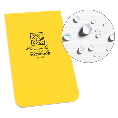Rite In The Rain 378 Top-Bound Memo, Soft Cover, Yellow, 100 Pages, 5-1/4" W x 5" L