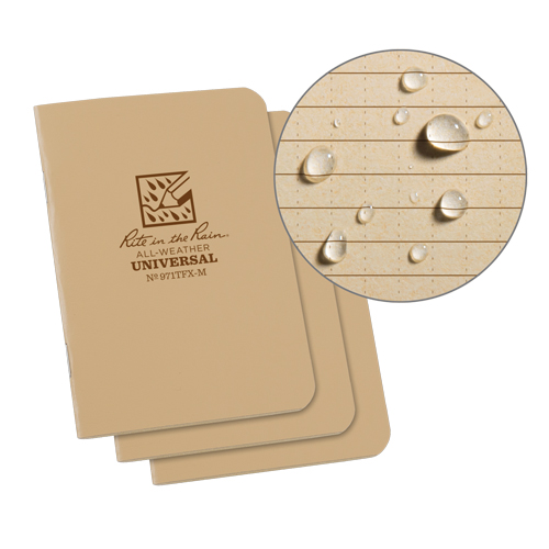 Rite In The Rain 971TFX-M Petit carnet de notes, Couverture souple, Havane, 24 Pages, 3-1/4" , 4-5/8" 