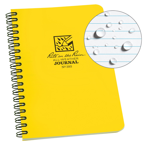 Rite In The Rain 393 Side-Spiral Notebook, Soft Cover, Yellow, 64 Pages, 4-5/8" W x 7" L