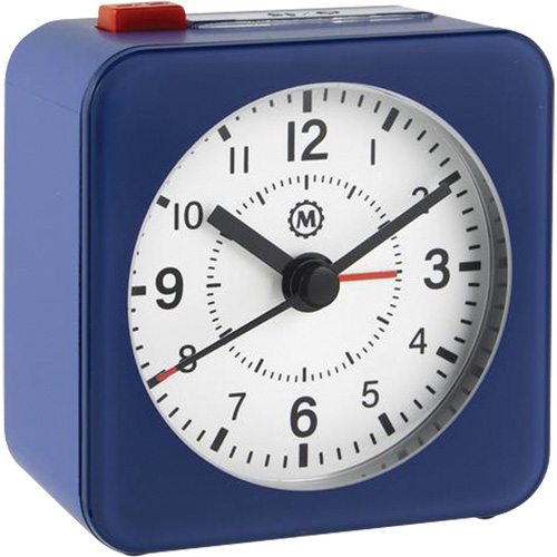 Marathon CL030065BL-WH2 Mini-horloge et alarme sans tic-toc, Analogique, à  piles, 2,3 dia., Bleu