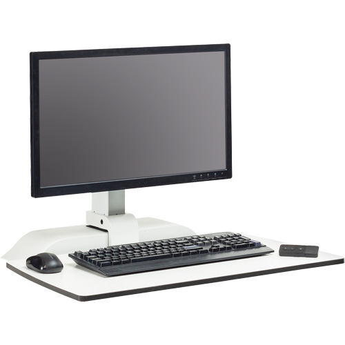 Safco 2192WH Soar Sit/Stand Electric Desk with Single Monitor Arm, Desktop Unit, 36" H x 27-3/4" W x 22" D, White