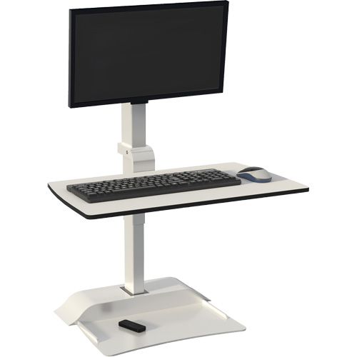 Safco 2192WH Soar Sit/Stand Electric Desk with Single Monitor Arm, Desktop Unit, 36" H x 27-3/4" W x 22" D, White