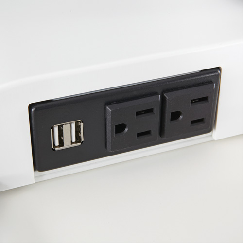 Safco 2193WH Bureau &eacute;lectrique assis/debout Soar avec bras d&eacute;cran double, Mod&egrave;le de bureau, 37-1/4" h x 27-3/4" la x 22" p, Blanc