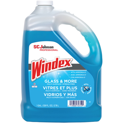 SC Johnson 10019800707597 Nettoyant pour vitres Windex avec Ammoniac-D, 3,8 L, Cruche