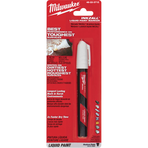 Milwaukee 48-22-3712 Inkzall Paint Marker, Liquid, White
