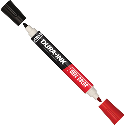 Markal 96330 Marqueur &agrave; encre permanente et double couleur Markal Dura-Ink, Noir/Rouge, Pointe Ronde