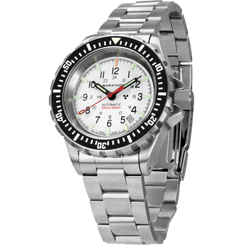 Marathon WW194006SS-0513 Arctic Edition Large Diver's Automatic GSAR Watch with Stainless Steel Bracelet, Digital, Battery Operated, 41 mm, Silver