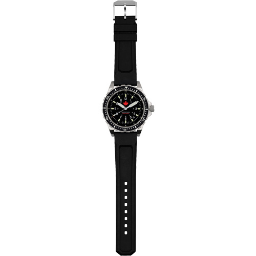 Marathon WW194018SS-0430 Tr&egrave;s grande montre &agrave; quartz pour plongeur avec feuille d'&eacute;rable rouge, Num&eacute;rique, &agrave; piles, 46 mm, Noir