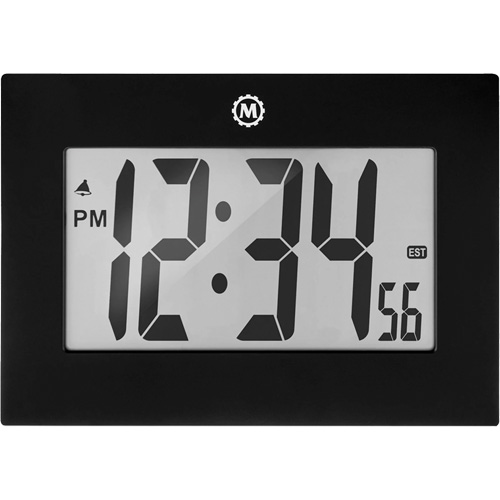 Marathon CL030064-BK-00-NA Large Frame Clock, Digital, Battery Operated, 9" W x 1" D x 6.5" H, Black