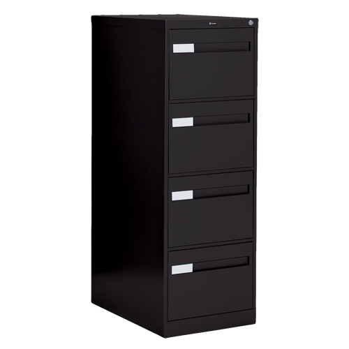Offices To Go 26-452 BLK Vertical Filing Cabinet with Recessed Drawer Handles, 4 Drawers, 18.15" W x 26.56" D x 52" H, Black