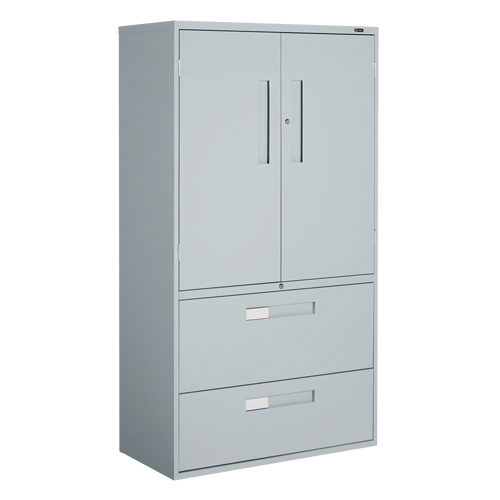 Offices To Go 9336-5MSL GRY Multi-Stor Cabinet, Steel, 3 Shelves, 65-1/4" H x 36" W x 18" D, Grey