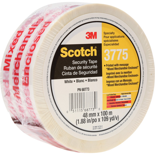 3M 3775-48X100 Scotch&reg; 3775 Box Sealing Tape with Message, Hot Melt Adhesive, 2 mils, 48 mm (1-22/25") x 100 m (328')