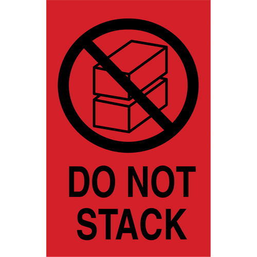 Brady 08170 "Do Not Stack" International Shipping Labels, 6" L x 4" W, Black on Red