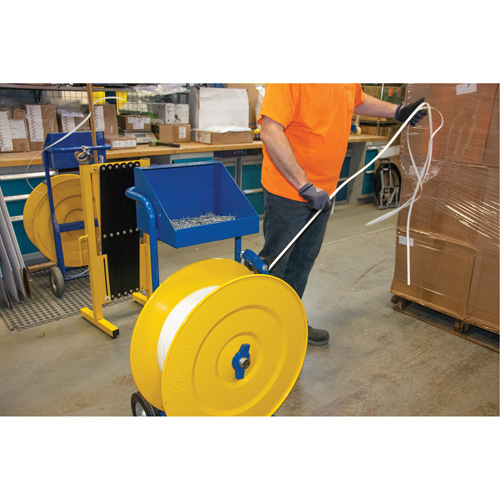 KLETON PE555 Strapping Dispenser, Polyester/Steel/Polypropylene Straps, 16"/8" Core Dia., 3"/8"/6" Roll Width