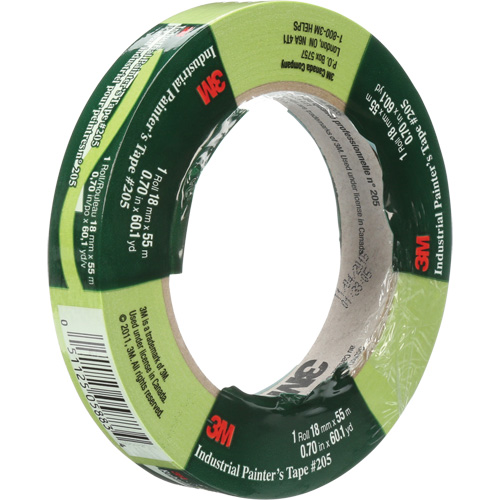 3M 205-18X55-GRN Industrial Painter's Tape 205, 18 mm (3/4") x 55 m (180'), Green