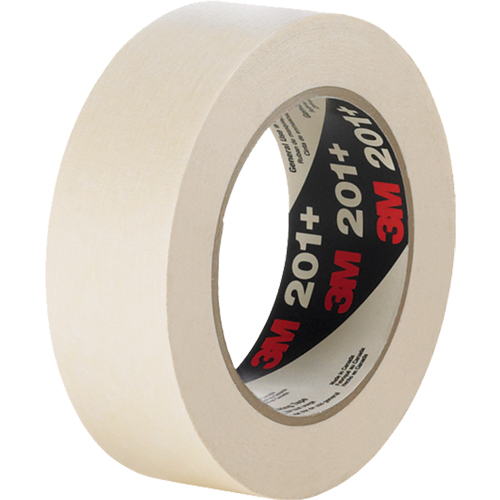 3M 201+12X55 201+ General Use Masking Tape, 12 mm (1/2") x 55 m (180'), Tan