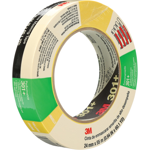 3M 301+-24X55 301+ Performance Masking Tape, 24 mm (1") x 54.8 m (180'), Yellow
