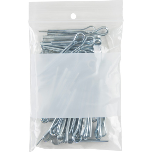 KLETON PF916 White Block Poly Bags, Reclosable, 4" x 3", 2 mils