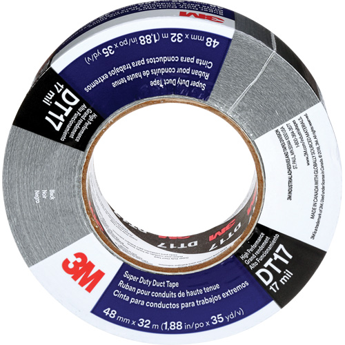 3M DT17-48X32-BK DT17 Super-Duty Duct Tape, 17 mils, Black, 48 mm (2") x 32 m (105')