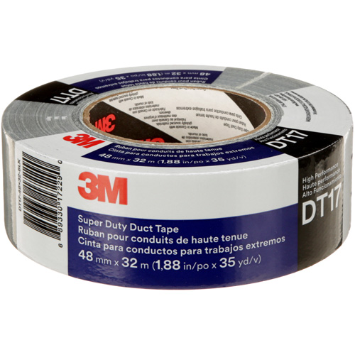 3M DT17-48X32-BK DT17 Super-Duty Duct Tape, 17 mils, Black, 48 mm (2") x 32 m (105')