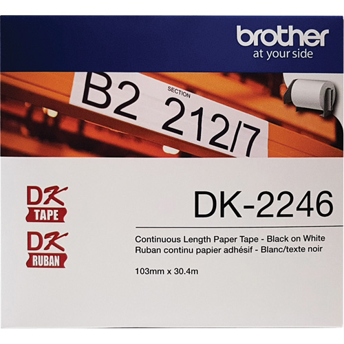 Brother DK2246 &eacute;tiquettes sur ruban de papier continue, 103 mm x 100'/30,4 m, Noir sur blanc