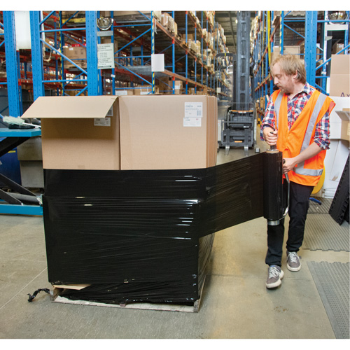 KLETON PG654 Stretch Wrap, 0.8 Gauge (20.3 micrometers), 15" x 1500', Opaque Black