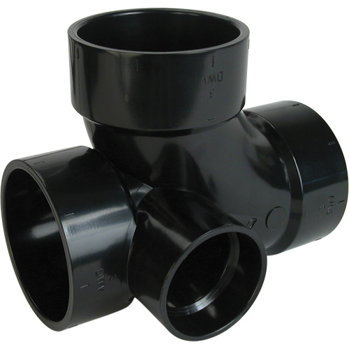 Bow Plumbing 600189 Left Side Inlet Tee Fitting, Sanitary, Plastic, 3" x 2"