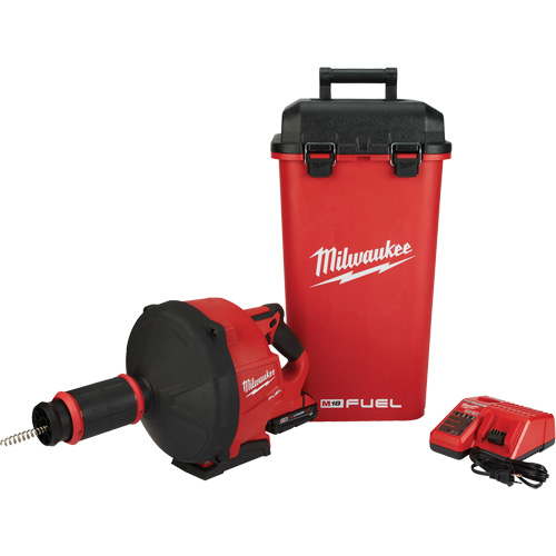 Milwaukee 2772A-21 M18 Fuel Drain Snake with Cable Drive & 5/16” Cable, Electric, 1/4" x 50'/3/8" x 35'