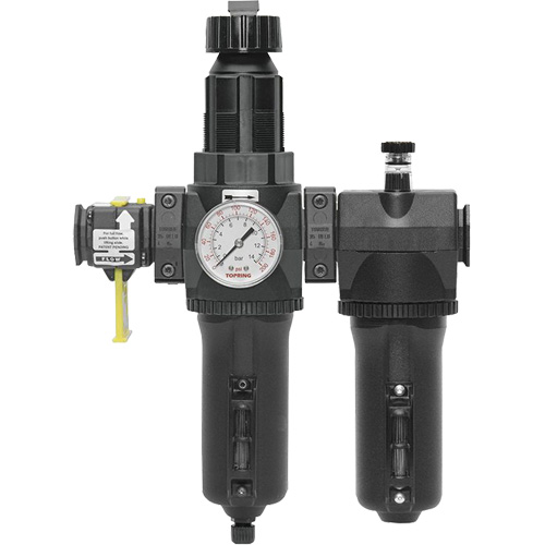 Topring 50.653A Automatic Drain Filter, Regulator & Lubricator with Metal Bowl & Gauge Modulair 400, 3/4" NPT