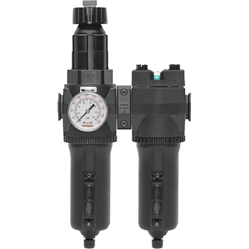 Topring 50.677A Filtre/r&eacute;gulateur + filtre coalescent drain manuel avec bol en m&eacute;tal Modulair 400, 1/4" NPT, 200 psi, Capacit&eacute; de 9,1 oz liq.