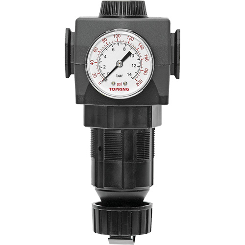 Topring 50.350A Regulator with Gauge Modulair 400, 3/4" NPTF, 125 PSI Max. PSI, In Line/Modular