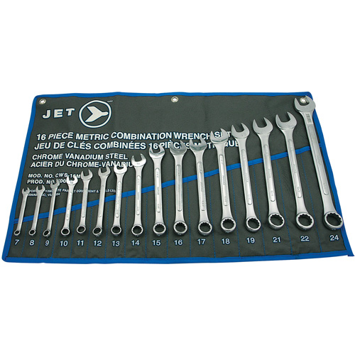 JET 700173 CWS-16M Raised Panel Wrench Set, Combination, 16 Pieces, Metric
