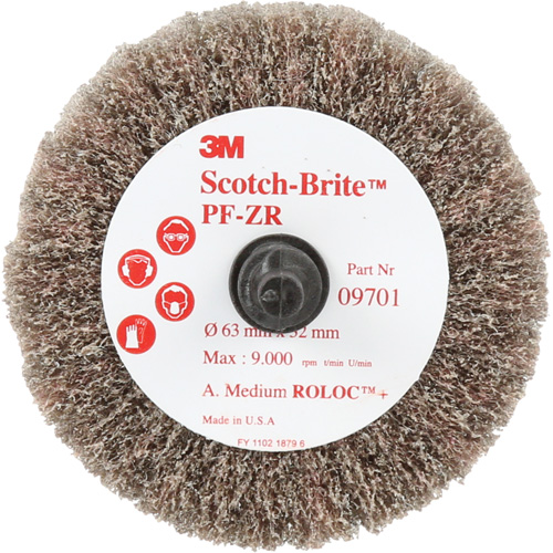 3M SB09701 Brosse &agrave; lamelles pour labrasion et le polissage PF-ZR Roloc Scotch-Brite, Oxyde d'aluminium, Grain Moyen, 2-1/2" x 1-1/4"