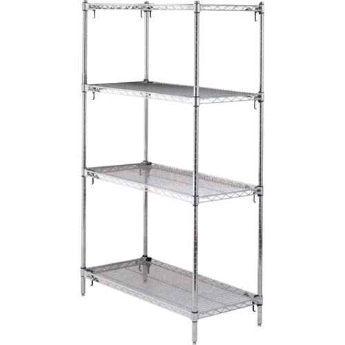 Metropolitan Wire RH936 ETAGERE,4 TABL18X36X63,CHROME,800LB/TABL., Tiers 4, 36" la x 63" h x 18" p