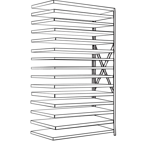 Metalware RK344 Interlok Shelving Unit, Steel, Boltless, 800 lbs. Capacity, 36" W x 88" H x 12" D