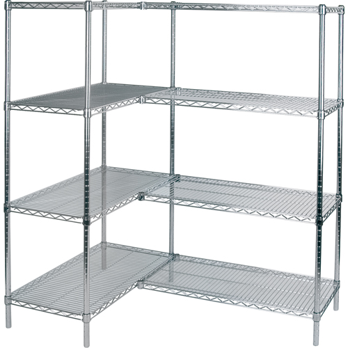 KLETON RL060 Heavy-Duty Chromate Wire Shelving, Add-On Kit, 4 Tiers, 36" W x 63" H x 18" D