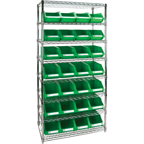 KLETON RL817 Heavy-Duty Wire Shelving Unit with Storage Bins, 8 Tiers, 36" W x 74" H x 14" D