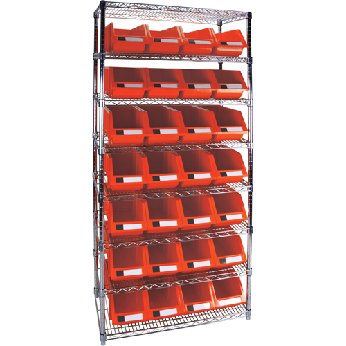KLETON RL822 &eacute;tag&egrave;re robuste en treillis m&eacute;tallique avec bacs de rangement, Tiers 8, 36" la x 74" h x 18" p