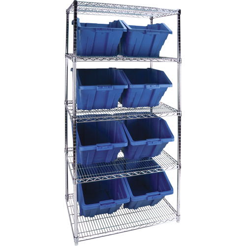 KLETON RL823 Heavy-Duty Wire Shelving Unit with Storage Bins, 5 Tiers, 36" W x 74" H x 24" D