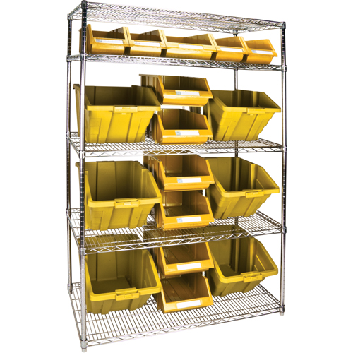 KLETON RL836 Heavy-Duty Wire Shelving Unit with Storage Bins, 5 Tiers, 48" W x 74" H x 24" D