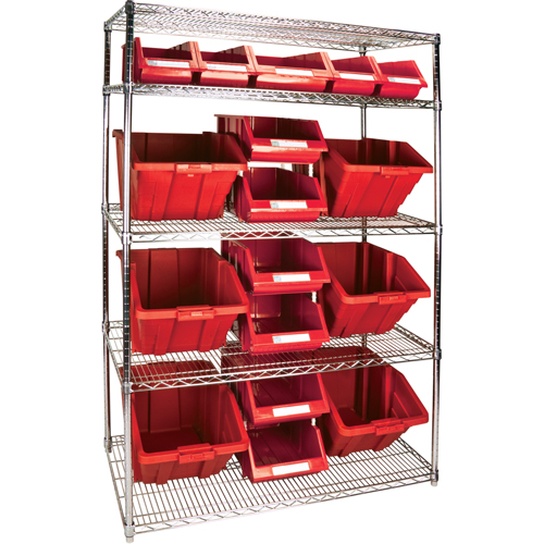 KLETON RL838 Heavy-Duty Wire Shelving Unit with Storage Bins, 5 Tiers, 48" W x 74" H x 24" D