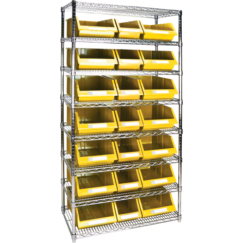 KLETON RL840 Heavy-Duty Wire Shelving Unit with Storage Bins, 8 Tiers, 36" W x 74" H x 18" D