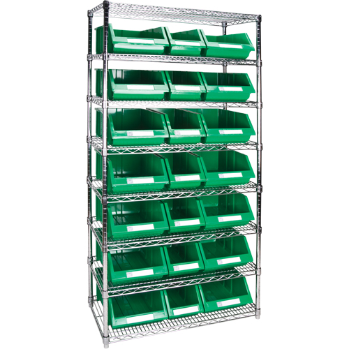 KLETON RL841 Heavy-Duty Wire Shelving Unit with Storage Bins, 8 Tiers, 36" W x 74" H x 18" D