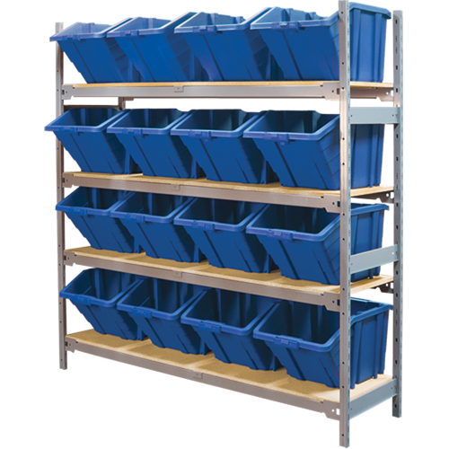 KLETON RL981 &eacute;tag&egrave;res larges avec bacs g&eacute;ants en plastique, Acier, Sans boulons, De base, 66" la x 72" h x 18" p
