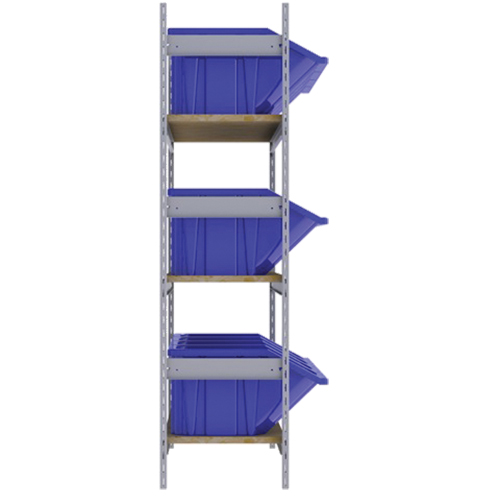 KLETON RL985 Wide Span Shelving with Jumbo Plastic Bins, Steel, Boltless, 800 lbs. Capacity, 66" W x 60" H x 18" D