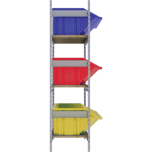KLETON RL988 Wide Span Shelving with Jumbo Plastic Bins, Steel, Boltless, 800 lbs. Capacity, 66" W x 60" H x 18" D