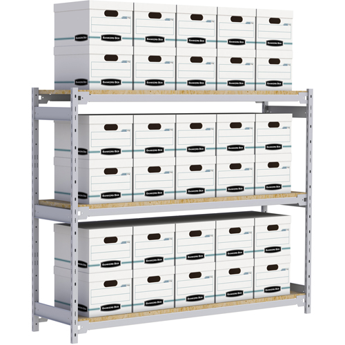 Metalware RN006 Wide Span Record Storage Shelving, Steel, 3 Shelves, 72" W x 18" D x 60" H