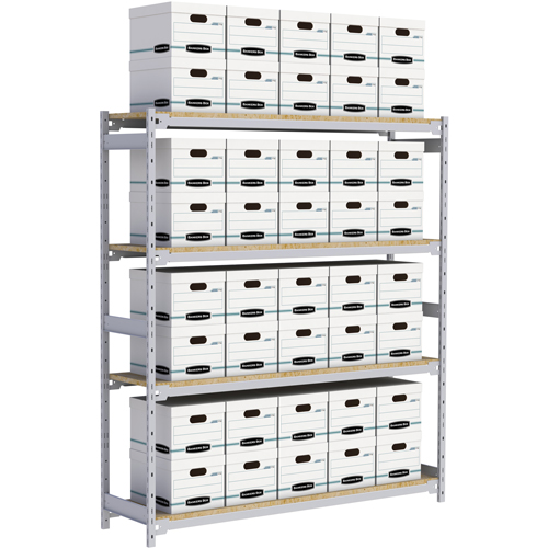 Metalware RN008 Wide Span Record Storage Shelving, Steel, 4 Shelves, 72" W x 18" D x 84" H