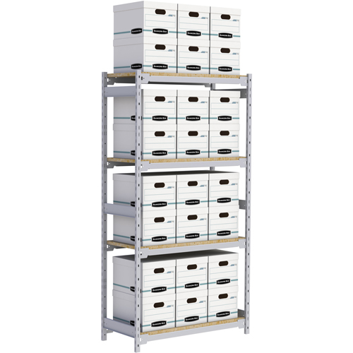 Metalware RN012 Wide Span Record Storage Shelving, Steel, 4 Shelves, 42" W x 18" D x 84" H